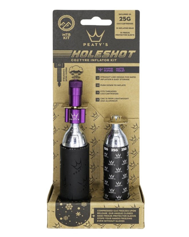 PEATY'S HOLESHOT CO2 PUMPA + BOMBIČKY 2 KS - MTB (25G) - VIOLET (PPR-HTI-MTB-VLT-12)