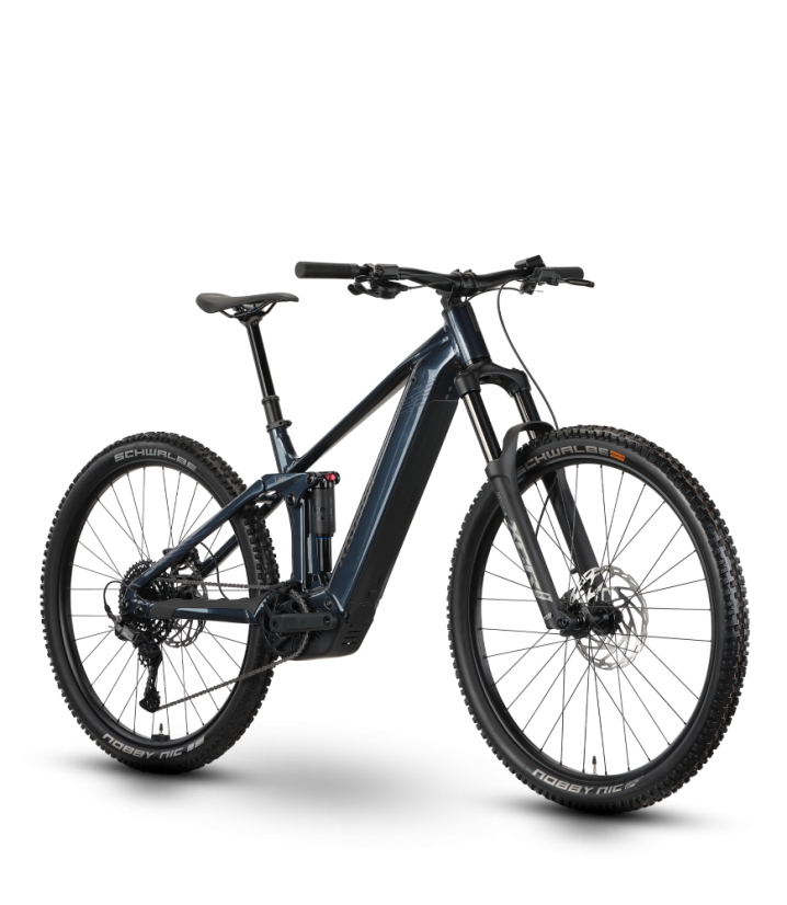 Celoodpružený horský elektrobicykel Raymon Korak Comp Steel Blue