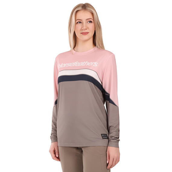 Dámský cyklistický dres Horsefeathers Quantum - dlouhý rukáv, lotus/taupe (růžovo-hnědá)