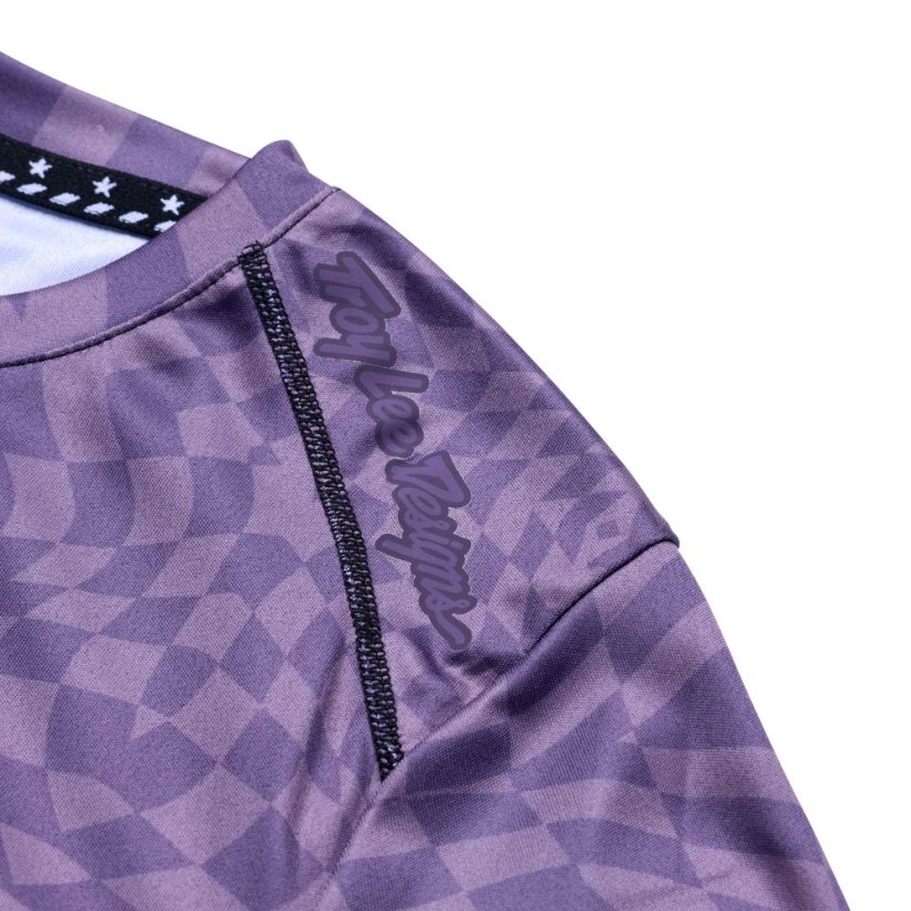 TLD DÁMSKÝ DRES S KRÁTKÝM RUKÁVEM LILIUM TWISTED CHECKERS DEEP PURPLE (35751601) - Veľkosť: XS