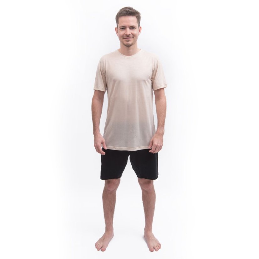 SENSOR MERINO LITE pánské triko kr.rukáv mottled beige XXL - Barva: béžová, Velikost: XXL
