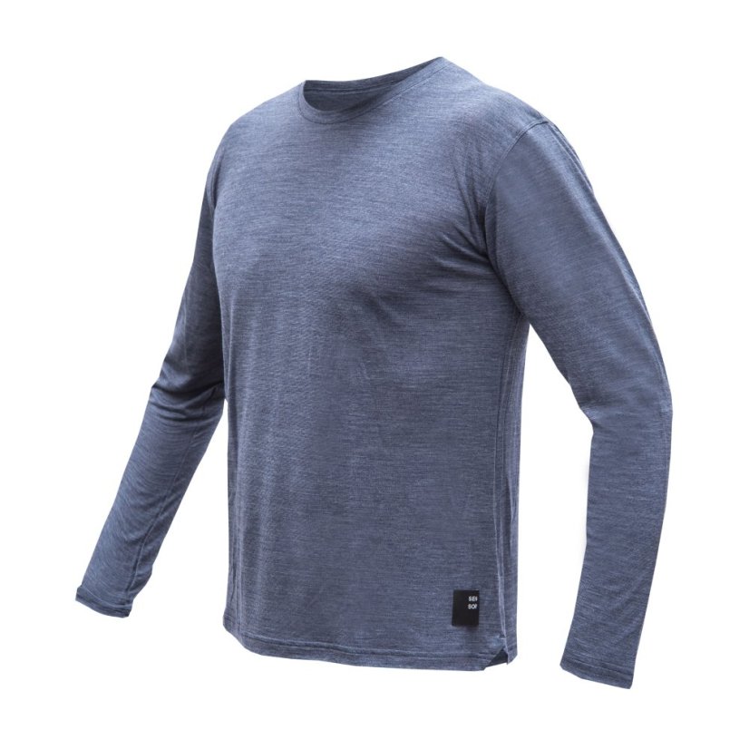 SENSOR MERINO LITE pánské triko dl.rukáv mottled blue XL - Barva: modrá, Velikost: XL