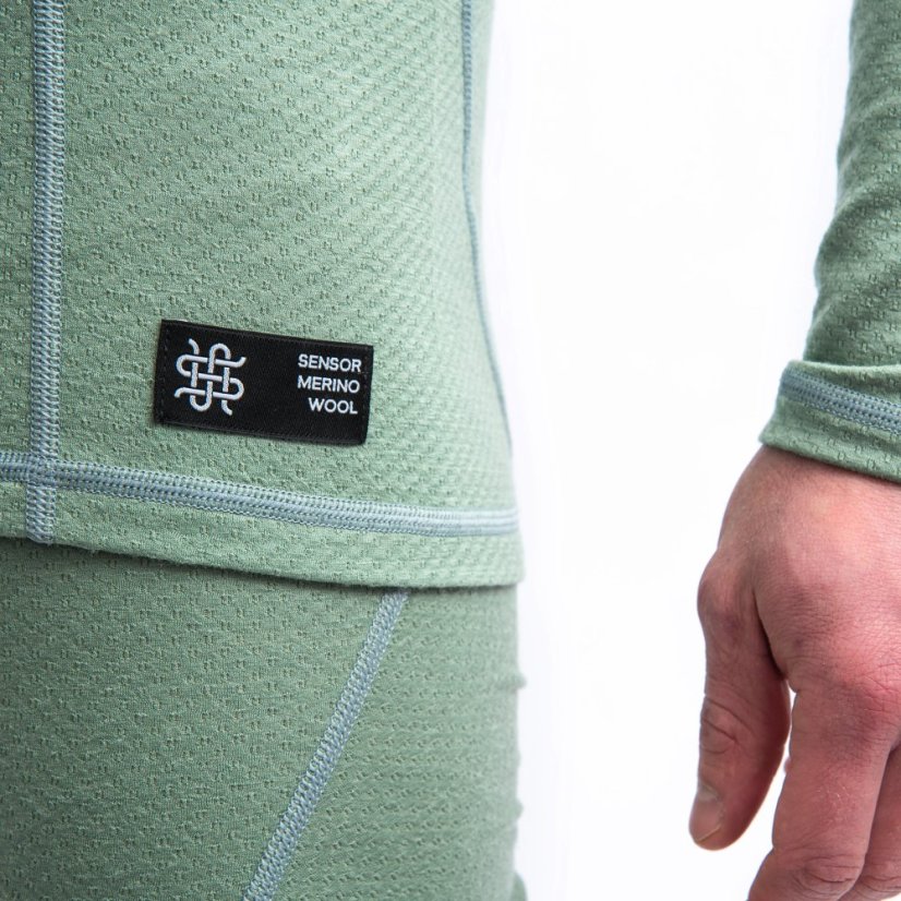 SENSOR MERINO DF pánské triko dl.rukáv basil green XL - Barva: zelená, Velikost: XL