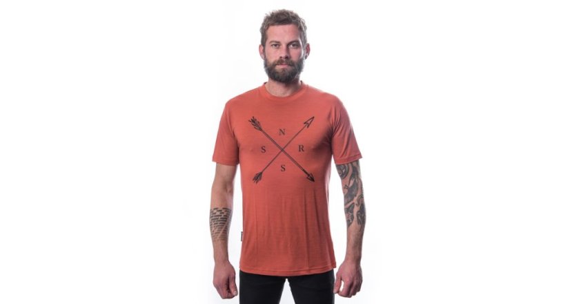 SENSOR MERINO ACTIVE SNSR pánské triko kr.rukáv terracotta XXL - Barva: oranžová, Velikost: XXL