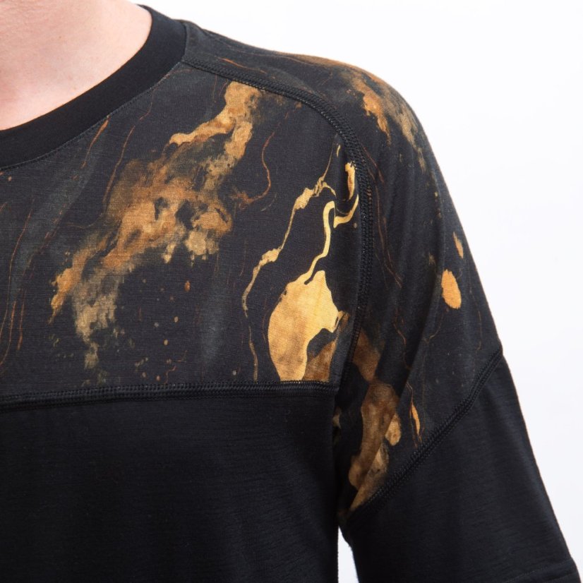 SENSOR MERINO IMPRESS pánské triko kr.rukáv černá/cosmos XXL - Barva: černá, Velikost: XXL