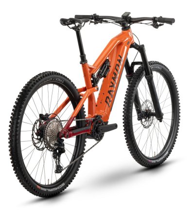 Celoodpružené horské elektrokolo Raymon TrailRay 170 Pro Tangerine Black