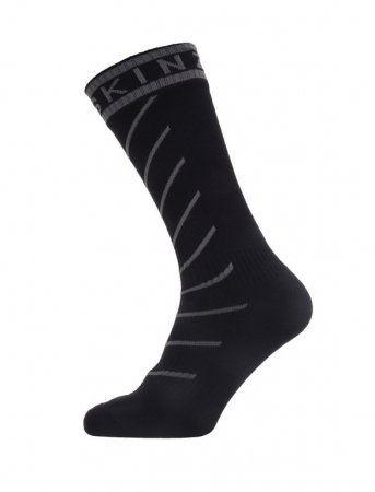 Ponožky SealSkinz Warm Weather Mid Black Grey Hydrostop - Velikost: L