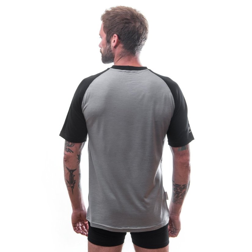 SENSOR MERINO ACTIVE ADVENTURE pánské triko kr.rukáv šedá/černá S - Barva: černá, Velikost: S