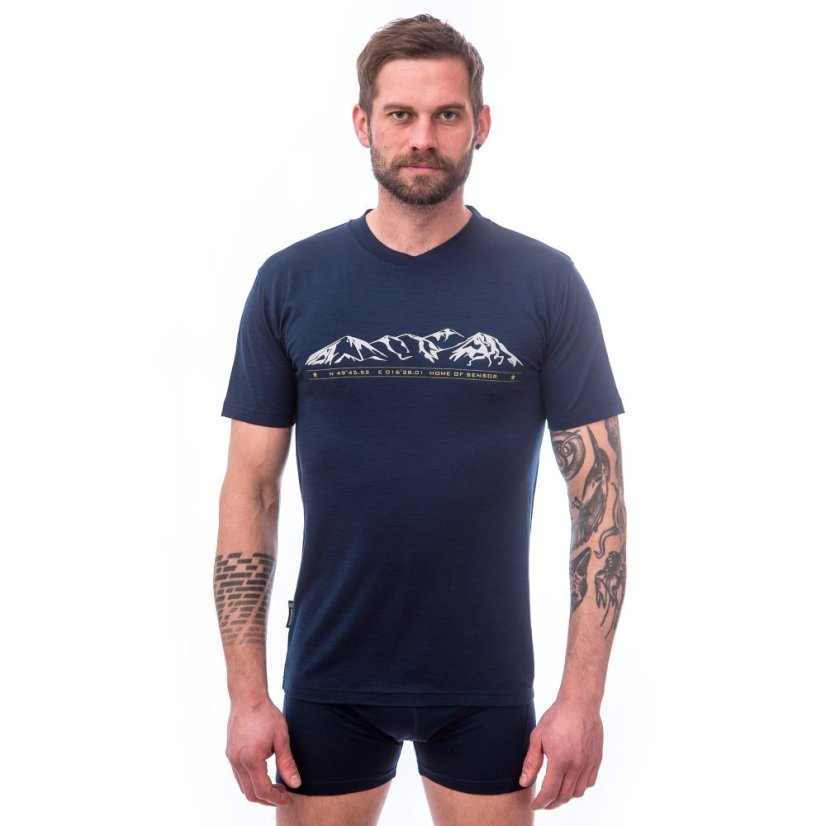SENSOR MERINO ACTIVE MOUNTAINS pánské triko kr.rukáv deep blue M - Barva: modrá, Velikost: M