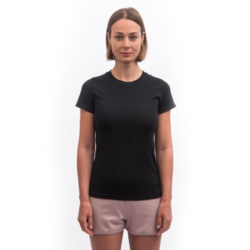 SENSOR MERINO ACTIVE NO LOGO dámské triko kr.rukáv černá S - Barva: černá, Velikost: S