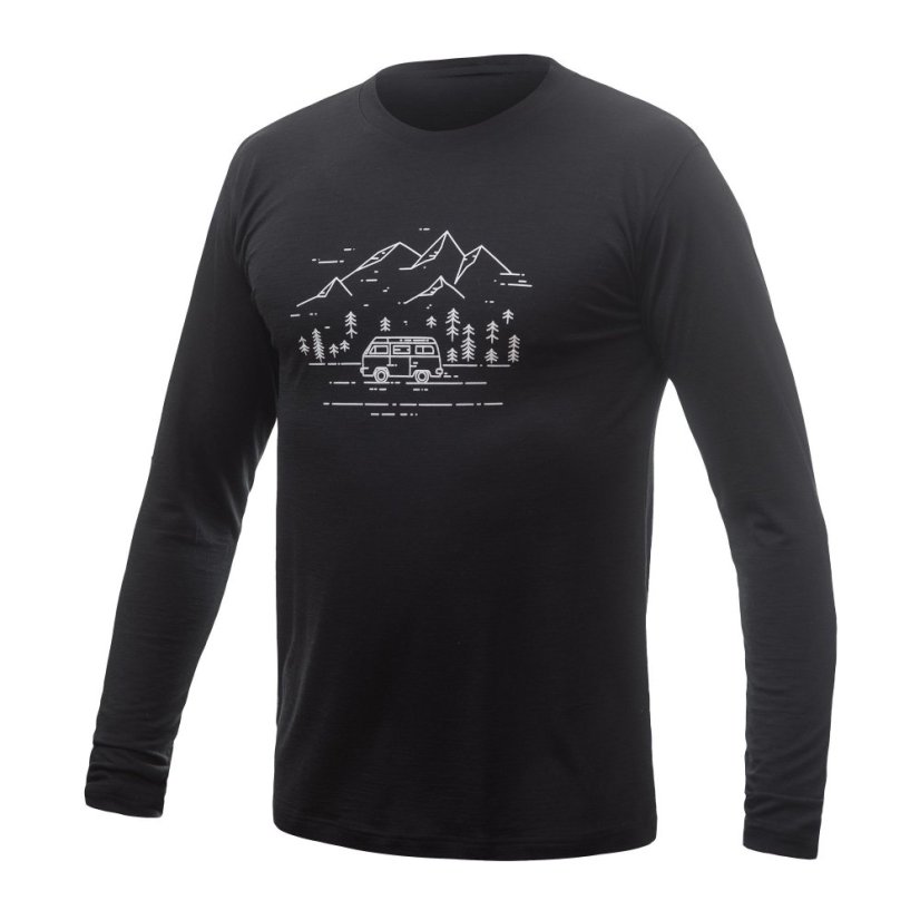 SENSOR MERINO ACTIVE VAN LIFE pánské triko dl.rukáv černá M - Barva: černá, Velikost: M