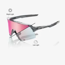 Brýle 100% S3 - Polished Translucent Grey - Rose Gold Mirror Photochromic Lens
