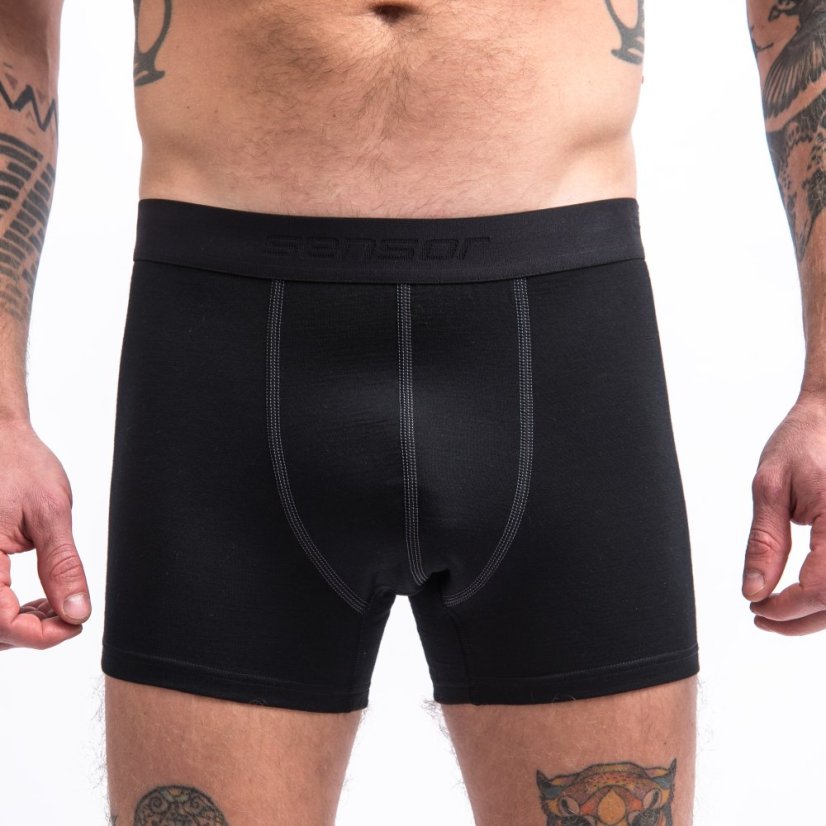 SENSOR MERINO ACTIVE pánské trenky černá XL - Barva: černá, Velikost: XL