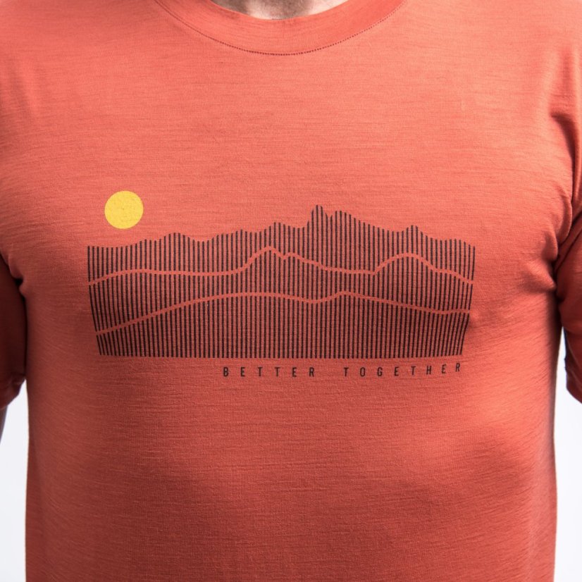 SENSOR MERINO ACTIVE SUNRISE pánské triko kr.rukáv terracotta XXL - Barva: oranžová, Velikost: XXL