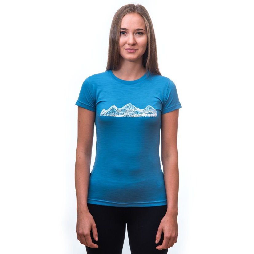 SENSOR MERINO ACTIVE MOUNTAINS dámské triko kr.rukáv modrá L - Barva: modrá, Velikost: L