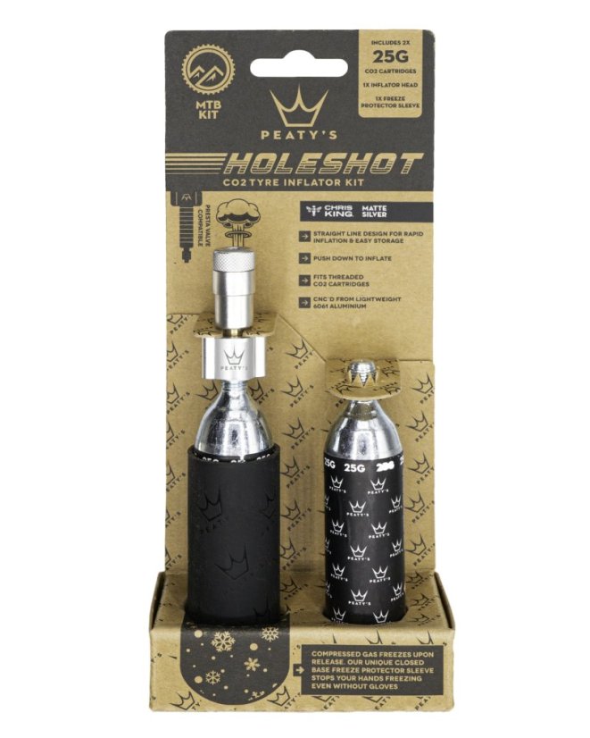 PEATY'S HOLESHOT CO2 PUMPA + BOMBIČKY 2 KS - MTB (25G) - SILVER (PPR-HTI-MTB-SIL-12)