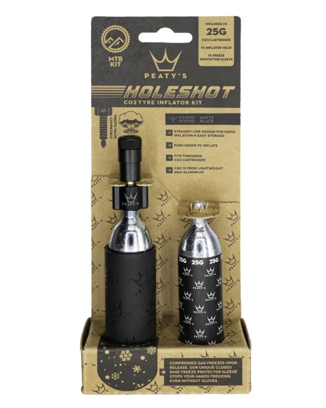 PEATY'S HOLESHOT CO2 PUMPA + BOMBIČKY 2 KS - MTB (25G) - BLACK (PPR-HTI-MTB-BLK-12)