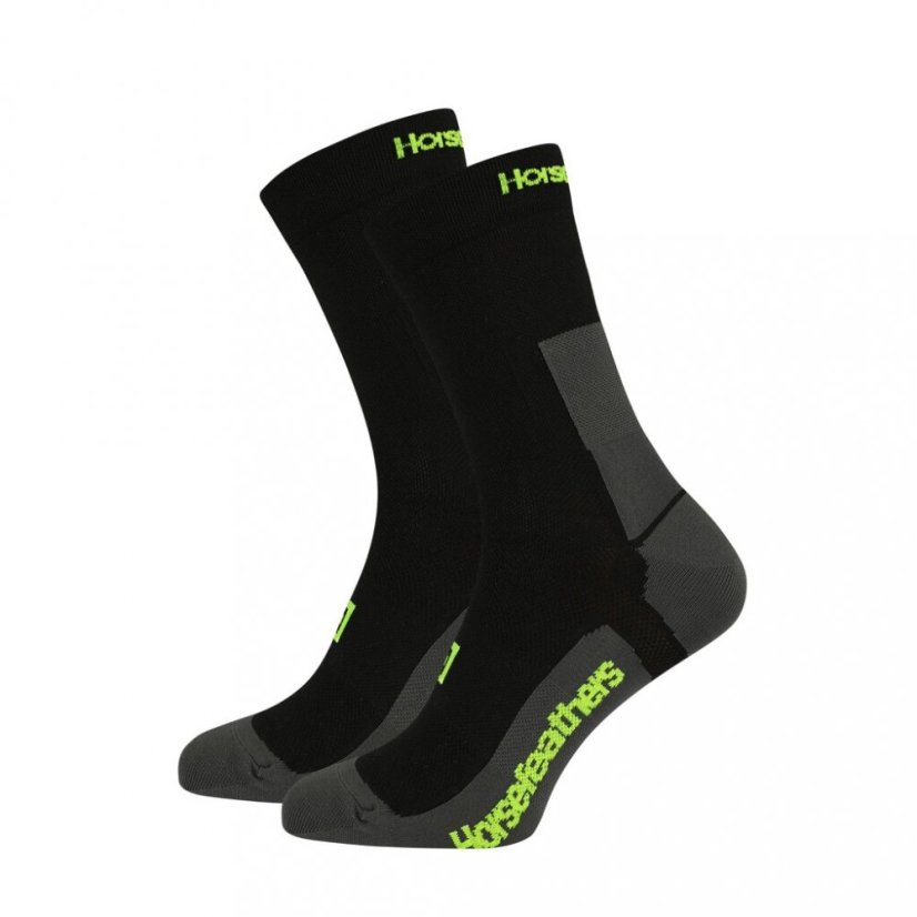 Cyklistické ponožky Horsefeathers Cadence Long Socks Black Limeade