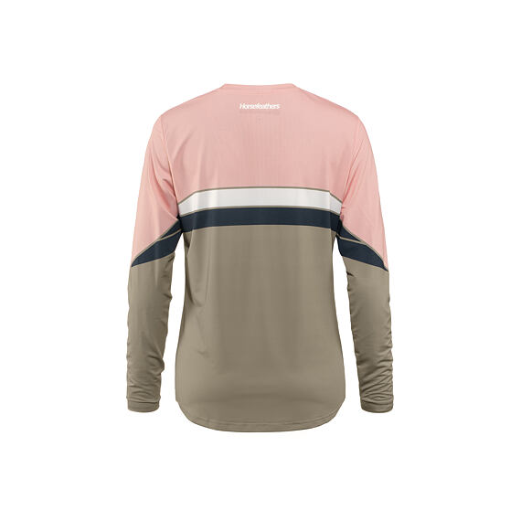 Dámský cyklistický dres Horsefeathers Quantum - dlouhý rukáv, lotus/taupe (růžovo-hnědá)