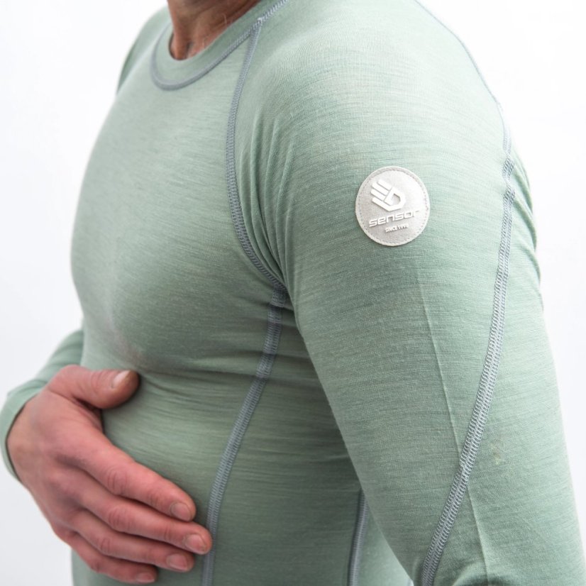 SENSOR MERINO AIR pánské triko dl.rukáv basil green S - Barva: zelená, Velikost: S