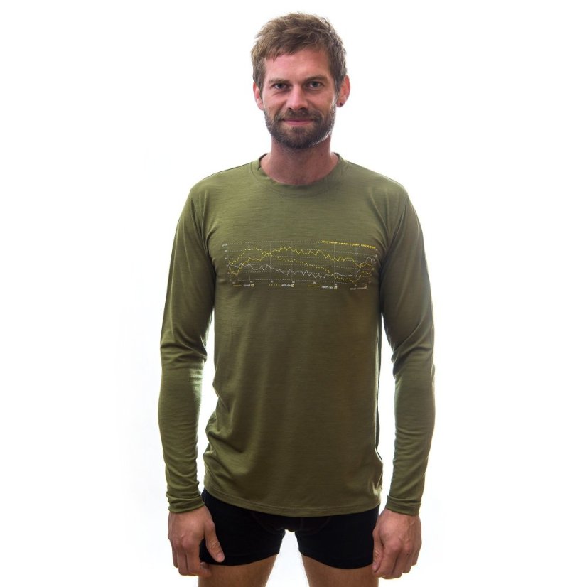 SENSOR MERINO ACTIVE TRACK pánské triko dl.rukáv safari green XXL - Barva: zelená, Velikost: XXL