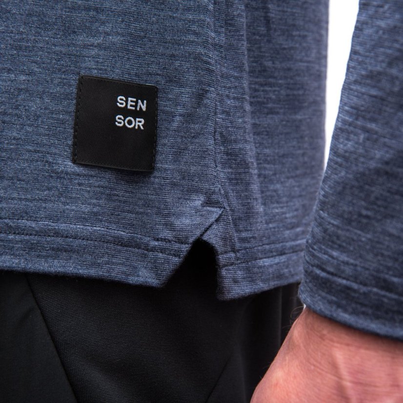 SENSOR MERINO LITE pánské triko dl.rukáv mottled blue XL - Barva: modrá, Velikost: XL