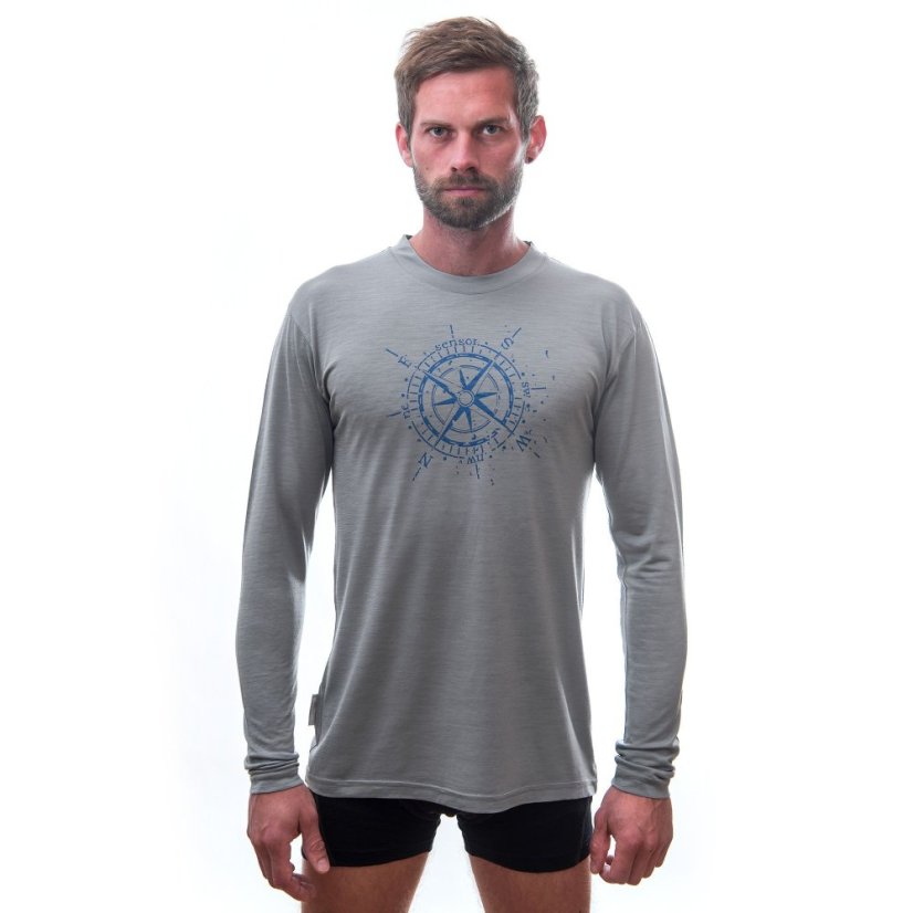 SENSOR MERINO ACTIVE COMPASS pánské triko dl.rukáv šedá M - Barva: šedá, Velikost: M