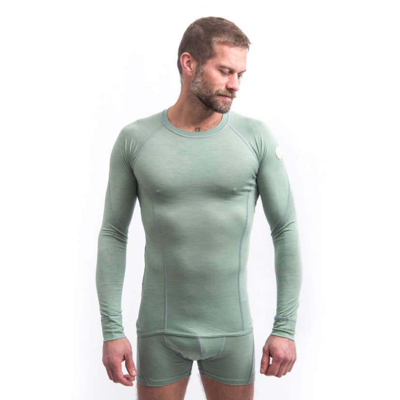 SENSOR MERINO AIR pánské triko dl.rukáv basil green S - Barva: zelená, Velikost: S