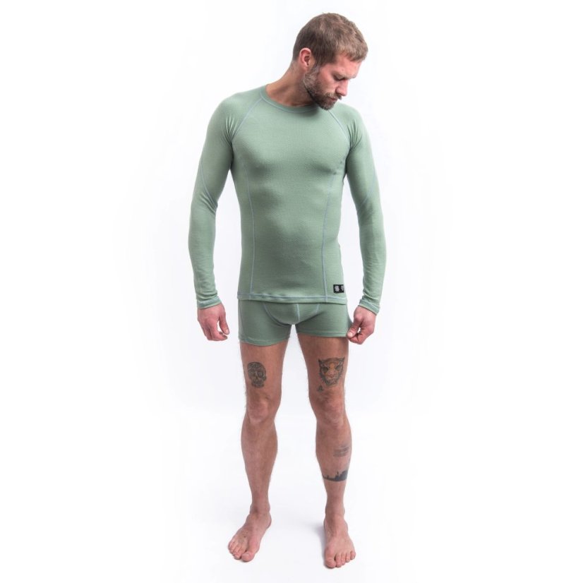 SENSOR MERINO DF pánské triko dl.rukáv basil green XL - Barva: zelená, Velikost: XL