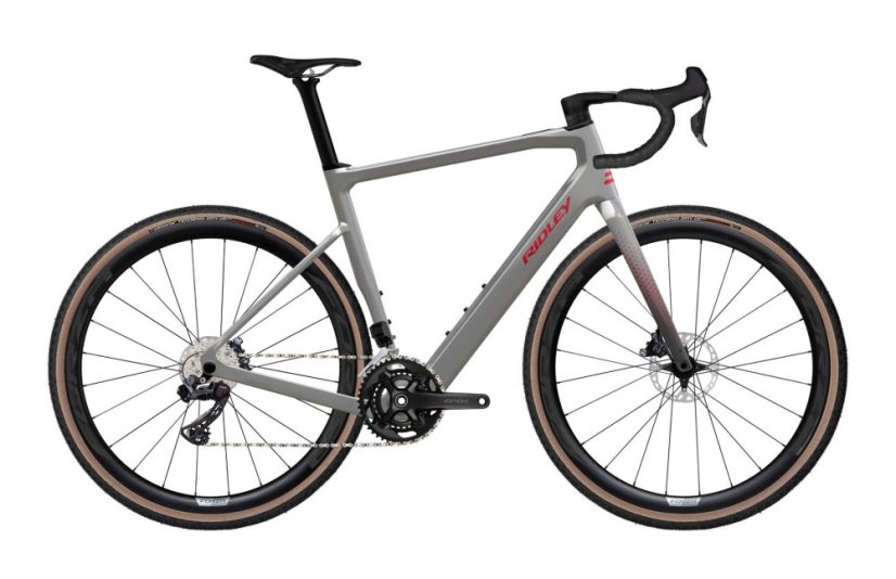 Gravel elektrobicykel RIDLEY E-GRIFN GRX600 Battleship Grey Metallic/Candy Red Metallic - Veľkosť: S