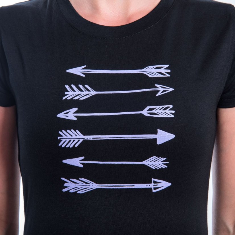 SENSOR MERINO ACTIVE ARROWS dámské triko kr.rukáv černá S - Barva: černá, Velikost: S