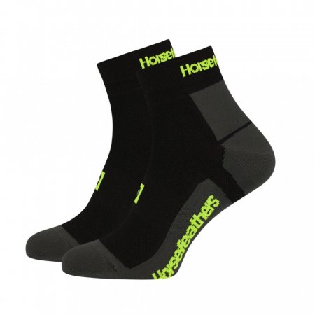 Cyklistické ponožky Horsefeathers Cadence Socks Black Limeade - Velikost: 5 - 7