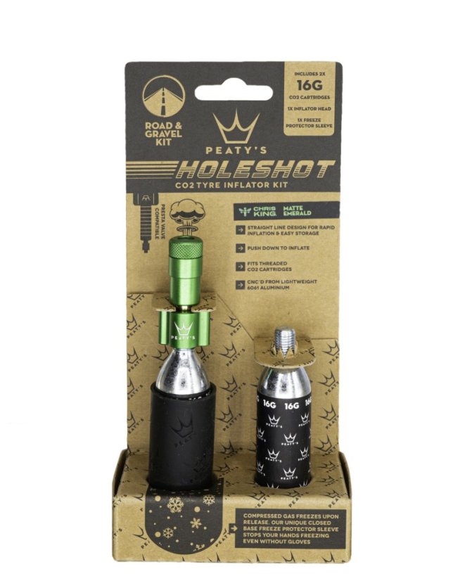PEATY'S HOLESHOT CO2 PUMPA + BOMBIČKY 2 KS - ROAD & GRAVEL (16G) - EMERALD (PPR-HTI-RAG-EMR-12)