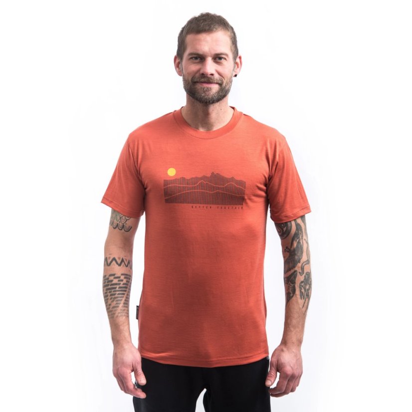 SENSOR MERINO ACTIVE SUNRISE pánské triko kr.rukáv terracotta XXL - Barva: oranžová, Velikost: XXL