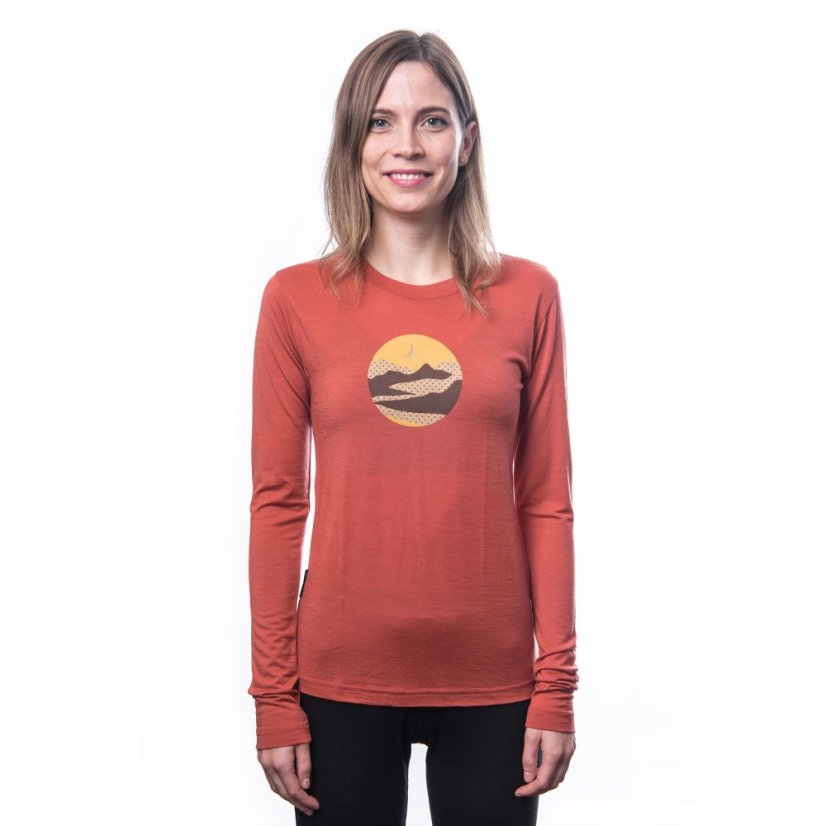 SENSOR MERINO ACTIVE TRIGLAV dámské triko dl.rukáv terracotta S - Barva: oranžová, Velikost: S