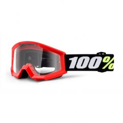 Detské zjazdové okuliare 100% STRATA MINI Clear Lens - Red