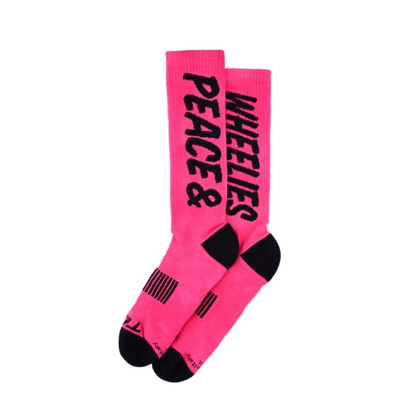 TLD PONOŽKY PERFORMANCE PEACE & WHEELIES FUSCIA (85372500) - Velikost: S/M