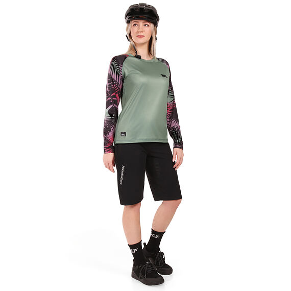 Cyklistický dámský dres Horsefeathers Deco LS - iceberg green/hawaii