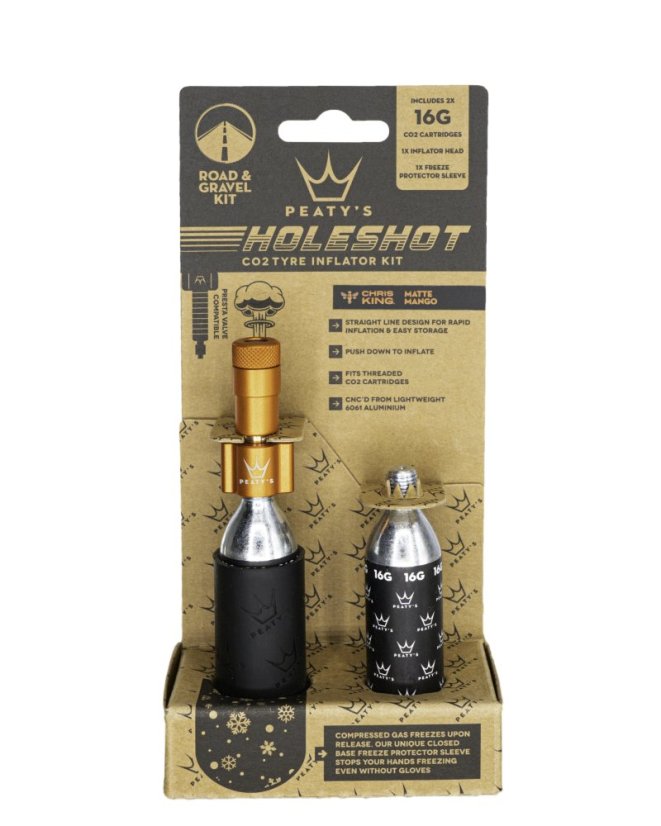 PEATY'S HOLESHOT CO2 PUMPA + BOMBIČKY 2 KS - ROAD & GRAVEL (16G) - MANGO (PPR-HTI-RAG-MNG-12)