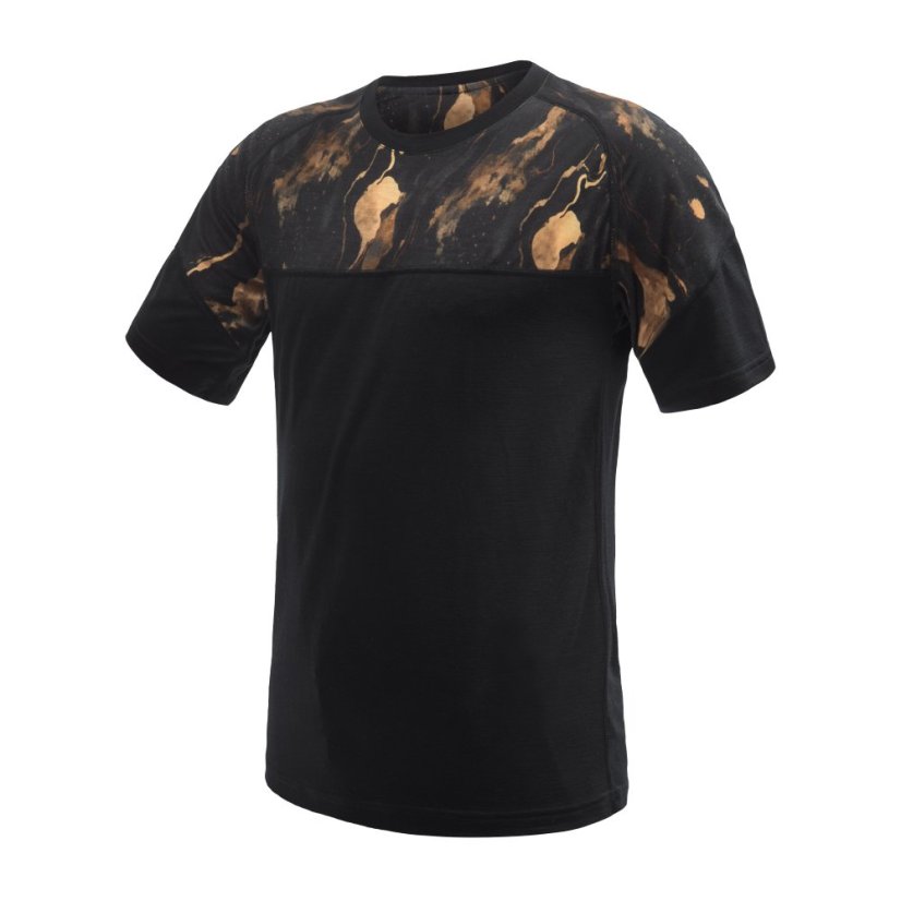 SENSOR MERINO IMPRESS pánské triko kr.rukáv černá/cosmos XXL - Barva: černá, Velikost: XXL