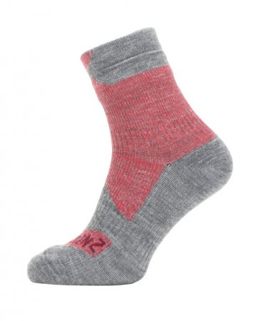 Ponožky SealSkinz All Weather Ankle Red Grey - Velikost: S