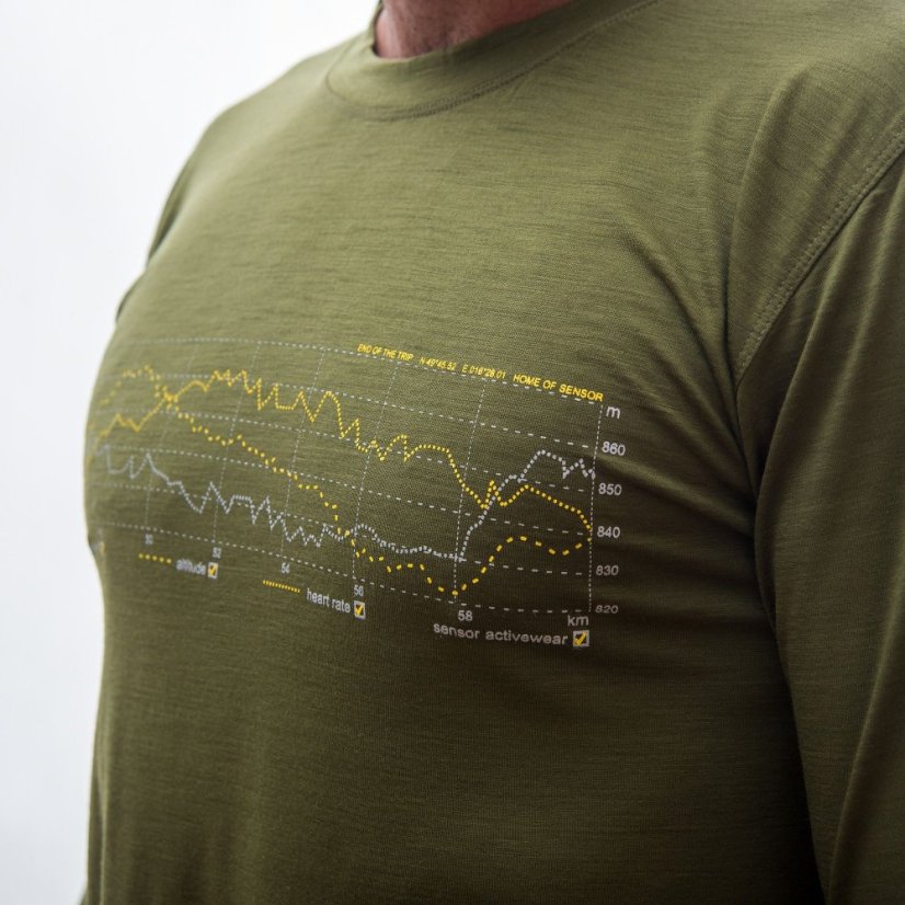 SENSOR MERINO ACTIVE TRACK pánské triko dl.rukáv safari green XXL - Barva: zelená, Velikost: XXL