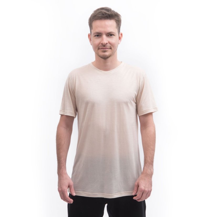 SENSOR MERINO LITE pánské triko kr.rukáv mottled beige XXL - Barva: béžová, Velikost: XXL