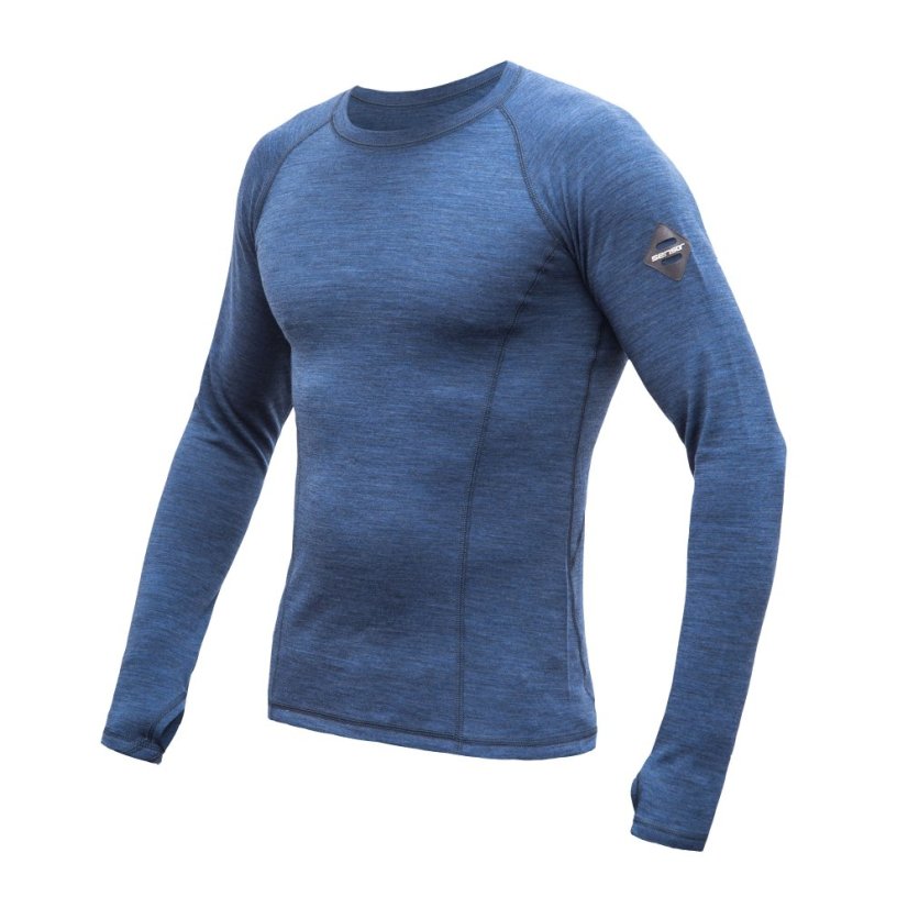 SENSOR MERINO BOLD pánské triko dl.rukáv cool blue XL - Barva: modrá, Velikost: XL