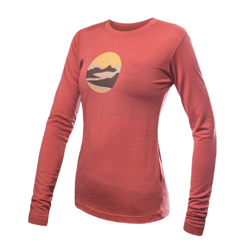 SENSOR MERINO ACTIVE TRIGLAV dámské triko dl.rukáv terracotta S - Barva: oranžová, Velikost: S