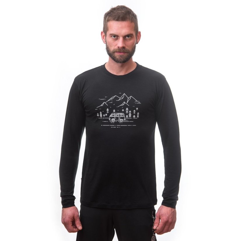 SENSOR MERINO ACTIVE VAN LIFE pánské triko dl.rukáv černá M - Barva: černá, Velikost: M