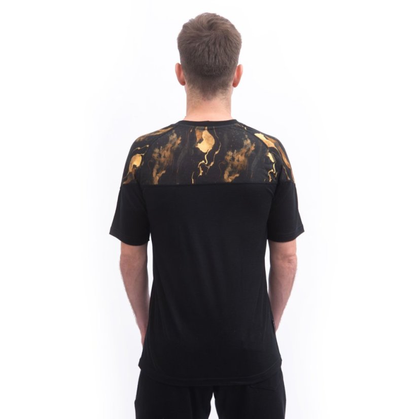 SENSOR MERINO IMPRESS pánské triko kr.rukáv černá/cosmos XXL - Barva: černá, Velikost: XXL