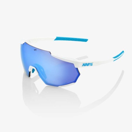 Okuliare 100% RACETRAP - Movistar Team White - HiPPER Blue Multilayer Mirror Lens