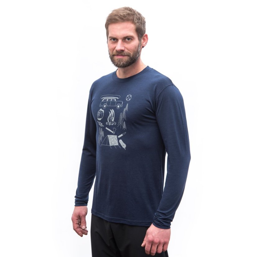 SENSOR MERINO ACTIVE OUTSIDE pánské triko dl.rukáv deep blue S - Barva: modrá, Velikost: S