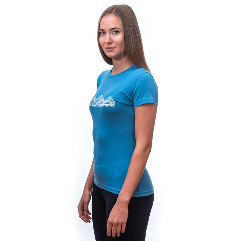 SENSOR MERINO ACTIVE MOUNTAINS dámské triko kr.rukáv modrá L - Barva: modrá, Velikost: L